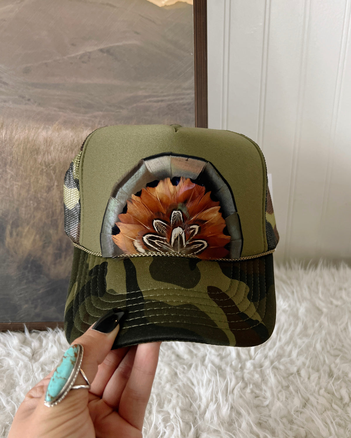 Feather Trucker Hat