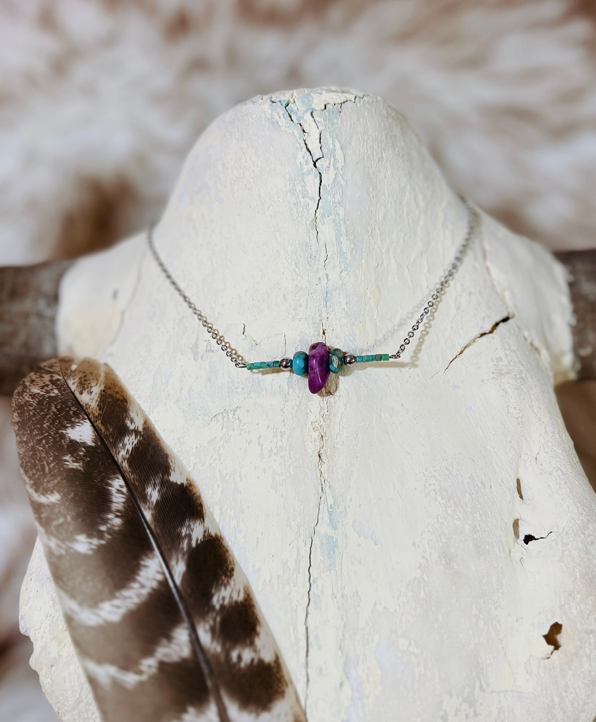 Purple + Turquoise Bar Necklace