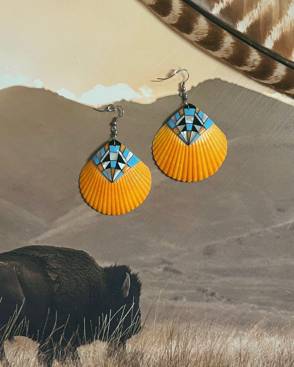 Sunset Shell Dangles (whole shell)