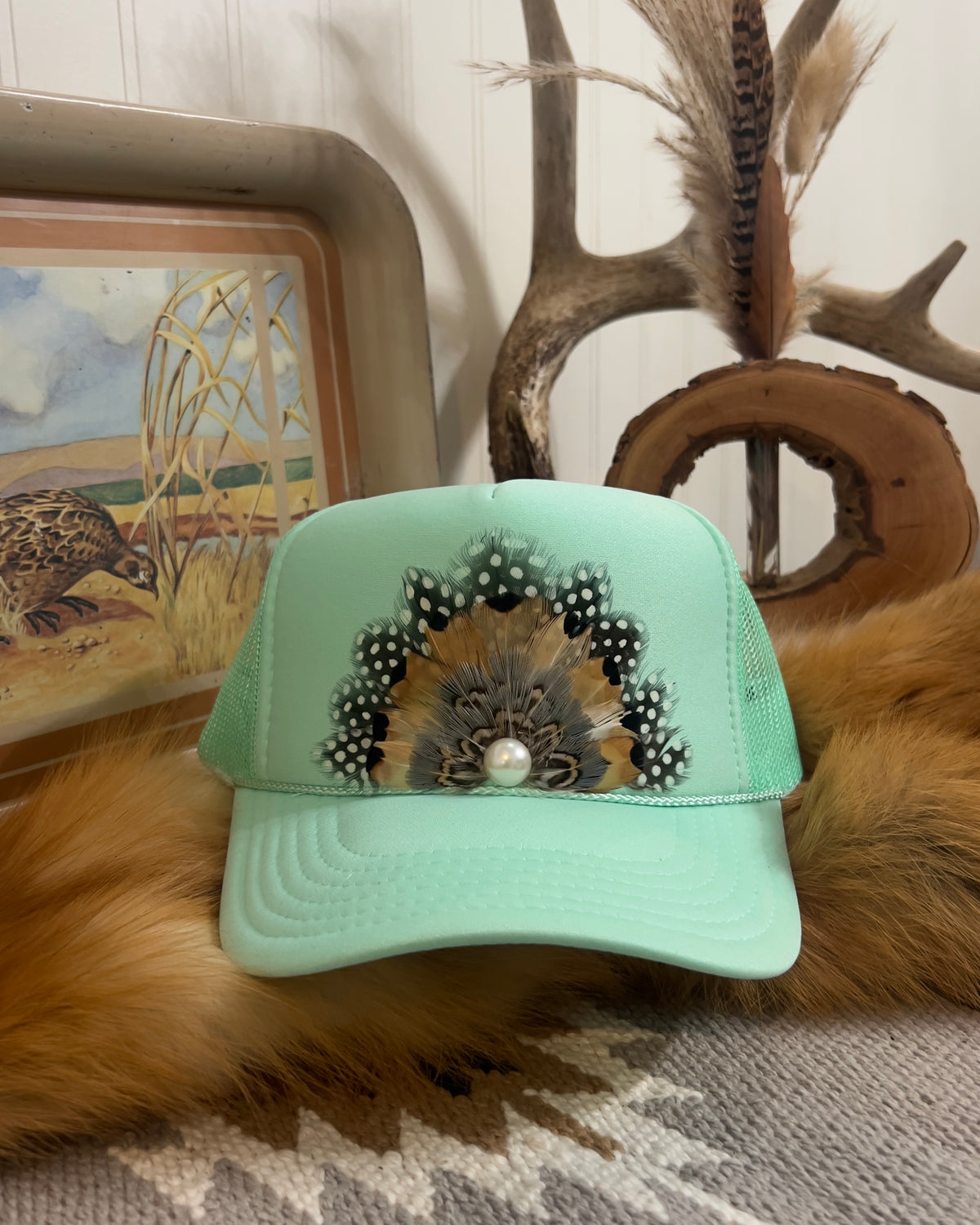 Feather Trucker Hat