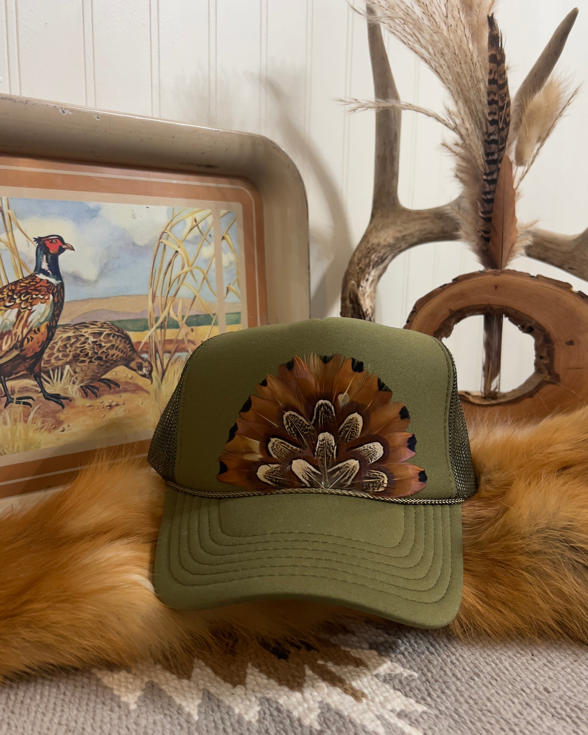 Feather Trucker Hat