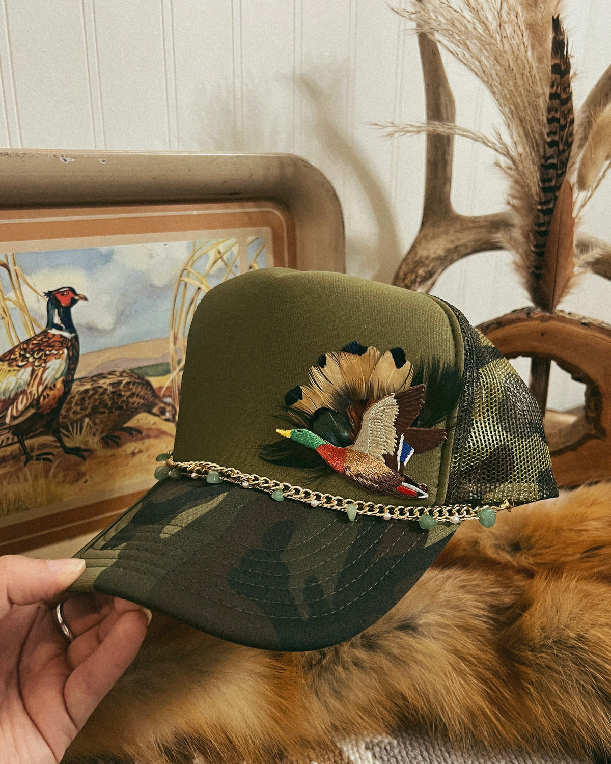 Feather Trucker Hat