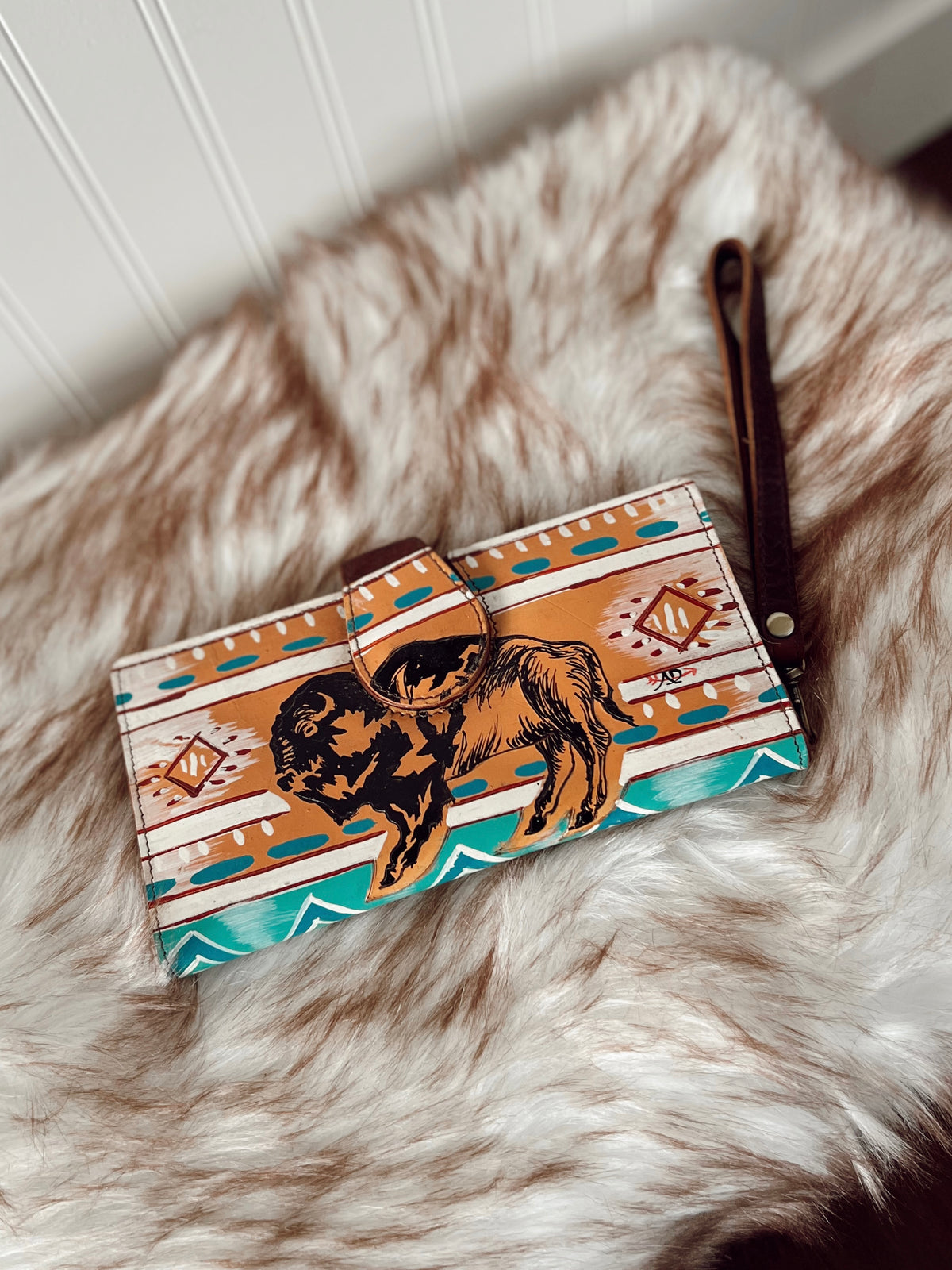Buffalo Wallet/Clutch (hand painted)