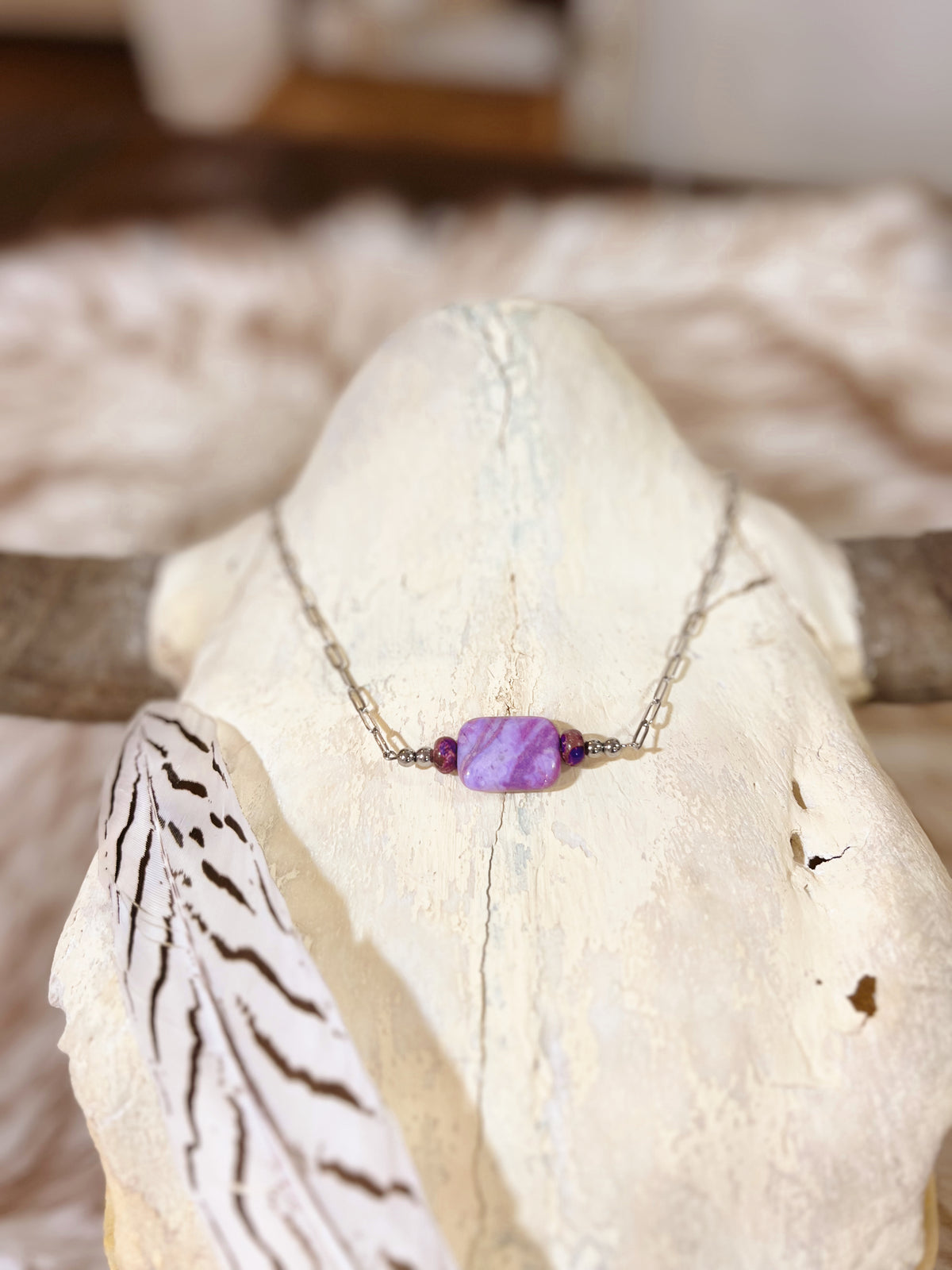 Purple Agate Slab Necklace