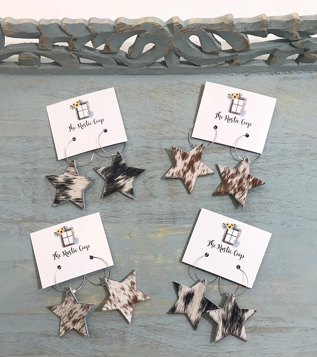 Punchy Cowhide Stars